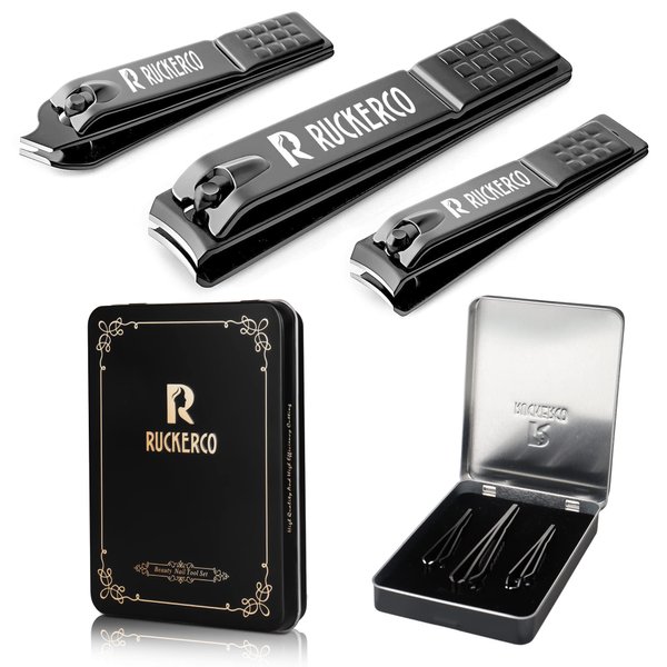 Nail Clippers Set Matte Stainless Steel 3 pcs fingernail Clippers &Slant EDG Toenail Clipper Cutter Metal Case .The Best Gift Nail Clippers for Men and Women