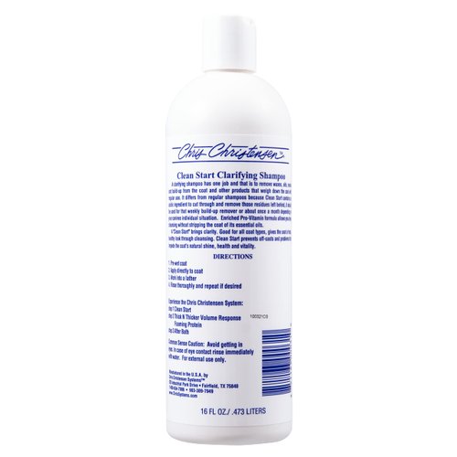 Chris Christensen Clean Start Clarifying Dog Shampoo - Pro-Vitamin formula That Won’t Strip The Coat! Removes Product Build-up, Waxes, Oil and Dirt (16 Ounces)