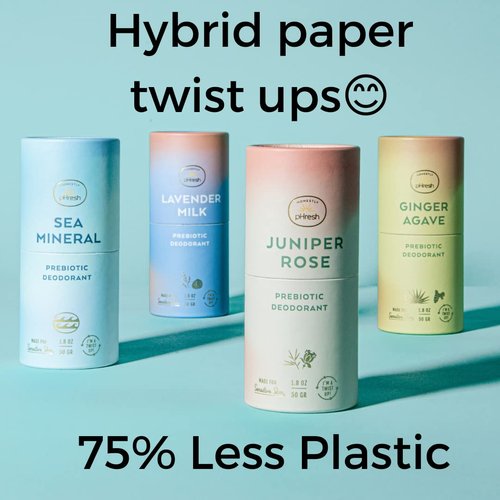 Honestly pHresh Natural Biodegradable Paper Twist Up Prebiotic Deodorant, Juniper Rose, 1.8 Oz, Baking Soda & Aluminum Free Safe for Sensitive Skin, 24 Hour Odor Protection