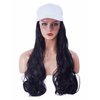 NJJYXH White Hat Wig for Women Long Wavy Baseball Cap Wig with Curly Hair Extensions Synthetic Black Wig Adjustable Baseball Hat