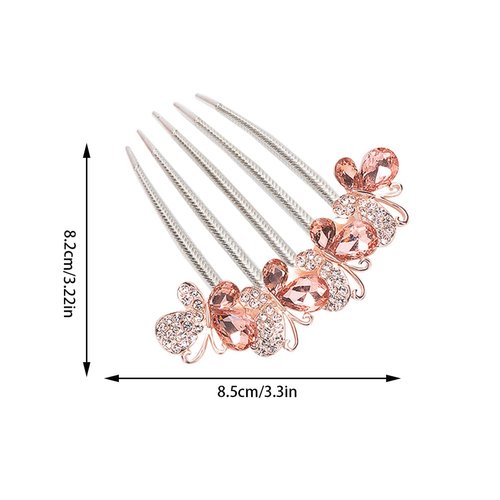 KuuGuu 3 PCS Butterfly Rhinestones Hair Combs 5 Teeth Hair Side Combs Crystal Vintage Headpieces Hair Tools Pins Hair Clips Accessories Bride Headdress for Women Girls Wedding Daily Party Gift