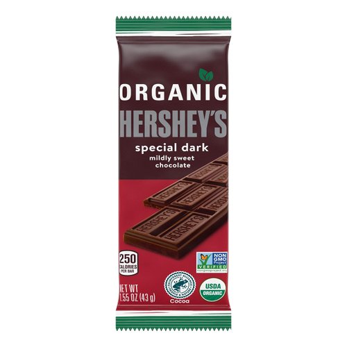 HERSHEY'S SPECIAL DARK Mildly Sweet Organic Dark Chocolate Candy, Individually Wrapped, 1.55 oz Bars (12 Count)