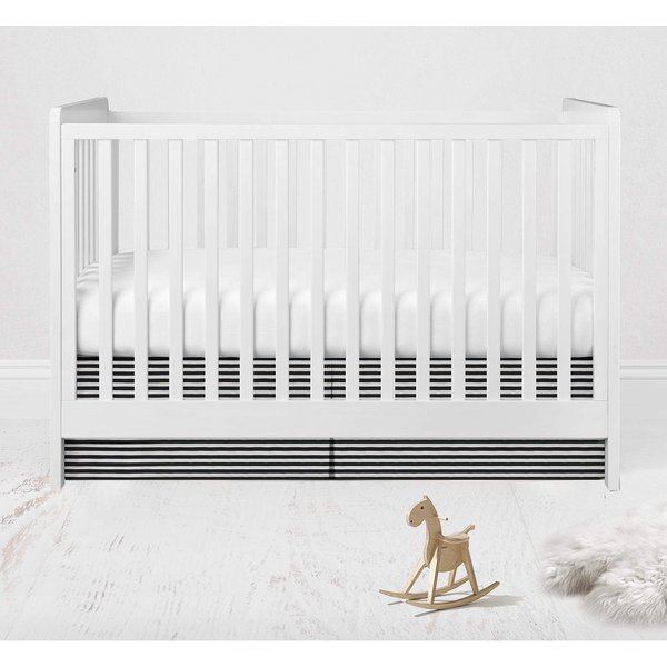 Bacati - Pin Stripes Cotton Crib Skirt 100% Cotton Percale with 13 inch Drop for US Standard Crib (Black)
