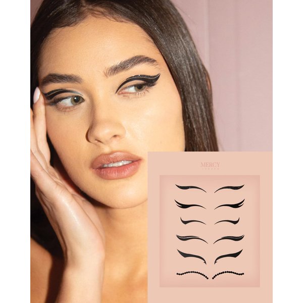 MERCY LONDON Black Eyeliner Stickers Eye Jewels Costume Accessories Face Gems Jewels All In One Headpiece Stick On