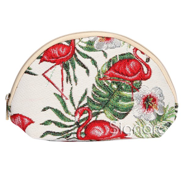 Signare Tapestry Cosmetic Bag Toiletry Makeup Bag for Women With Flamingo Design (COSM-FLAM)
