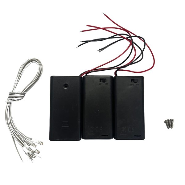 Flever DIY House Accessory for Dollhouse Miniature-3 PCS AA Battery Packs with 6 PCS LED Light Wires