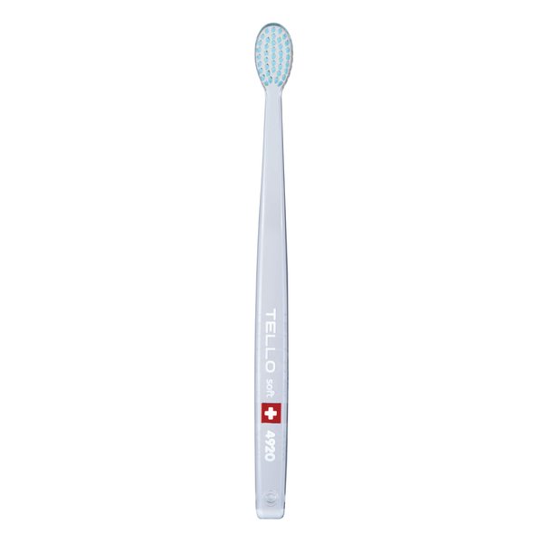 TELLO 4920 Adult Soft Swiss Toothbrush for Gentle Cleaning with Ergonomic Handle, 1 Count