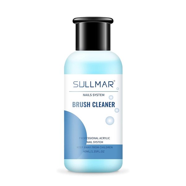 SULLMAR Nail Art Brush Cleaner & Restorer Quickly Clean Gel Nail Brushes Nail Brush Preserver for Any Nail Art Brush DIY Salon at Home 1.35fl.oz