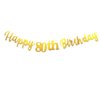 MEDIMQC Gold Happy 80th Birthday Banner Sign Gold Glitter 80 Years Birthday Party Decorations Supplies Anniversary Celebration Backdrop Pre-Assembled