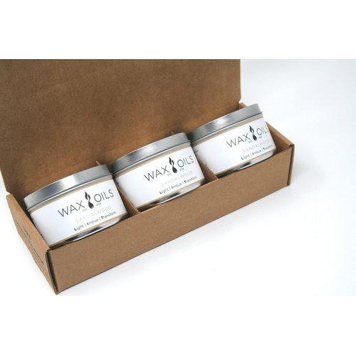 WAX OILS EST. 2014 Scented Candles - Sandalwood (Pack of 3) Soy Aromatherapy Candles, 8oz