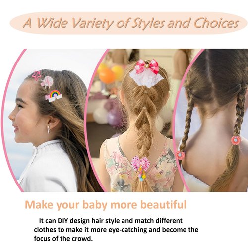 Hair Accessories for Girls Hair Jewelry Set for Girls Including Jewelry Box/Hair Clips/Hair Barrettes/Hair Ties/Hair Bows Girl Birthday Gifts for girls Age 4 5 6 7 8-10 (Square Jewelry Box)