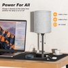Grey Nightstand Lamps 3 Color Temperatures - 2700K 3500K 5000K Bedside Lamps with USB C and A Ports, Pull Chain Table Lamps with AC Outlet, Small Lamps with Black Metal Base for Sleeping Reading
