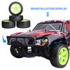 Hobbypark 4pcs Front & Rear Rubber Tires & Wheel Rims Sets for RC Redcat 1/10 Off Road Buggy Shockwave Nitro Tornado S30 EPX HSP Backwash Warhead Exceed Replacement