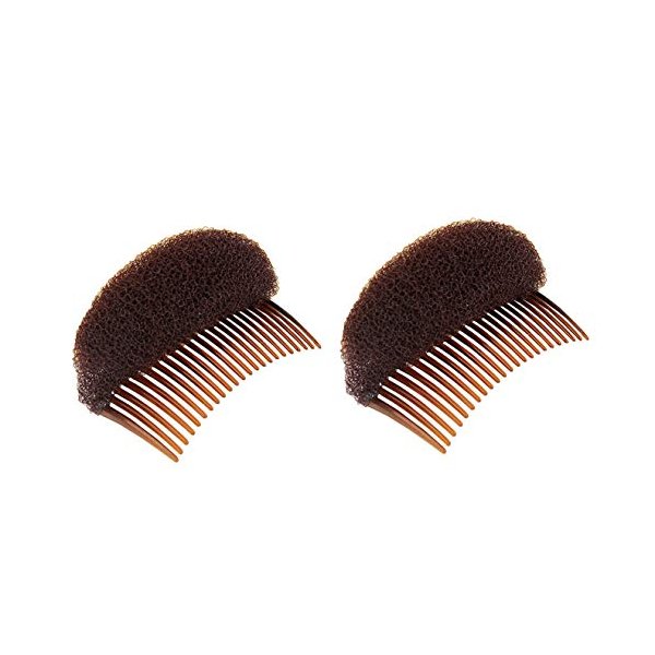 2PCS Hair Clip with Sponge Hair Base Inserts Bump It Up Hair Pads Bun Maker Hair Styling Accessories Charming Hair Comb Braid Tool DIY Hair Beauty Tool(Brown)