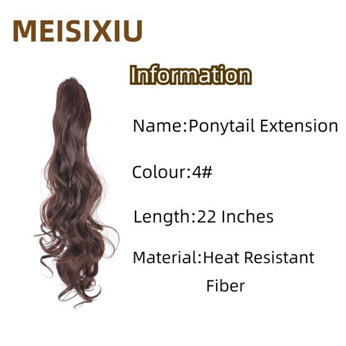 22 Inches Ponytail Extension Claw Clip Hair Extensions Ponytail Long Curly Wave Hair Extension 4# Natural Looking Synthetic Hairpiece for Women
