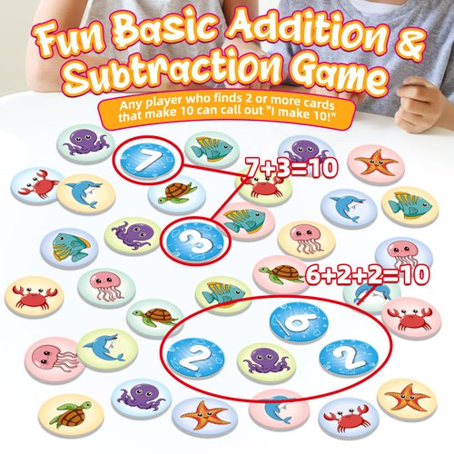 SmarLearnio Math Games,100 Math Facts Flash Card Addition and Subtraction Games,Math Manipulatives Kindergarten 1st 2nd Grade Classroom Must Have,Counting Educational Learning Toy Learning Activities