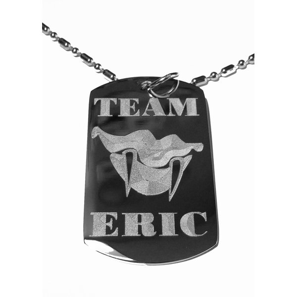 Hat Shark Team Eric Blood Vampire Lips & Fangs TV Show - Military Dog Tag, Luggage Tag Metal Chain Necklace