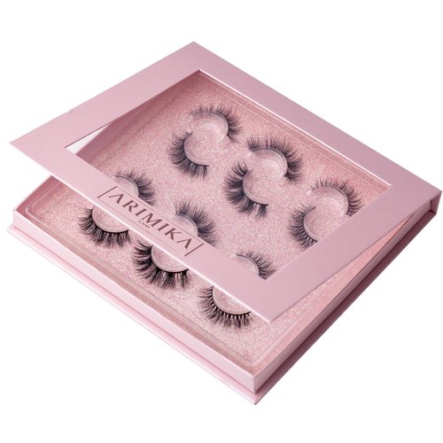 Arimika 3 Styles 6 Pairs Natural Look 3D Mink False Eyelashes, Short Fluffy Wispy Book Lashes A36N-01