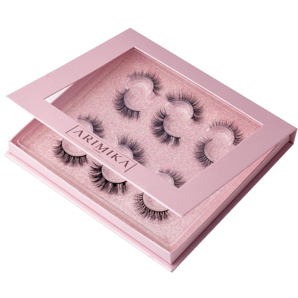 Arimika 3 Styles 6 Pairs Natural Look 3D Mink False Eyelashes, Short Fluffy Wispy Book Lashes A36N-01