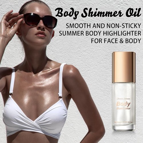 MAEPEOR Body Luminizer 5 Colors Smooth Subtle Shimmer Body Illuminator Moisturizing Long Lasting Summer Glow Illuminator For Face & Body (40ML, 01 Silver)