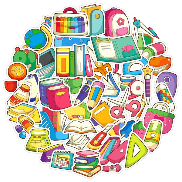 D4DREAM School Stickers Back to School Stickers Science Stickers for Students Water Bottle Stickers for Kids Waterproof Vinyl Stationery Phone Luggage Skateboard Guitar for Kids Boys Girls Teens