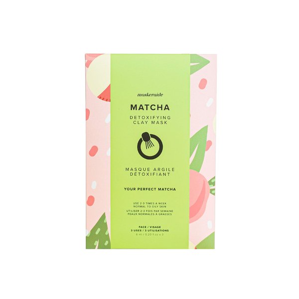 MaskerAide Matcha Green Tea Detoxifying Clay Mask with Kaolin Clay, Deep Cleaning, Detoxifying, Moisturizing, Anti Aging, Acne Clearing & Blackhead Remover Mask, Korean Skincare (Sleeve - 3 Uses)