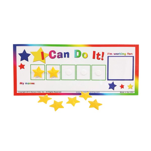 Kenson Kids “I Can Do It!” Token Board. Colorful Magnetic Rewards Chart with Positive-Reinforcement Stars and Customizable Goal Box. Great for Ages 3-10. Measures 5-Inches by 9-Inches