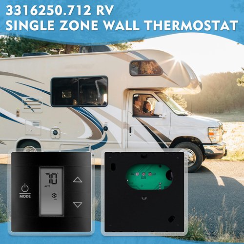 3316250.712 RV Single Zone Wall Thermostat Fit for Dometic, w/Digital Temperature Display Compatible with Camper RVs and Trailers, Black.
