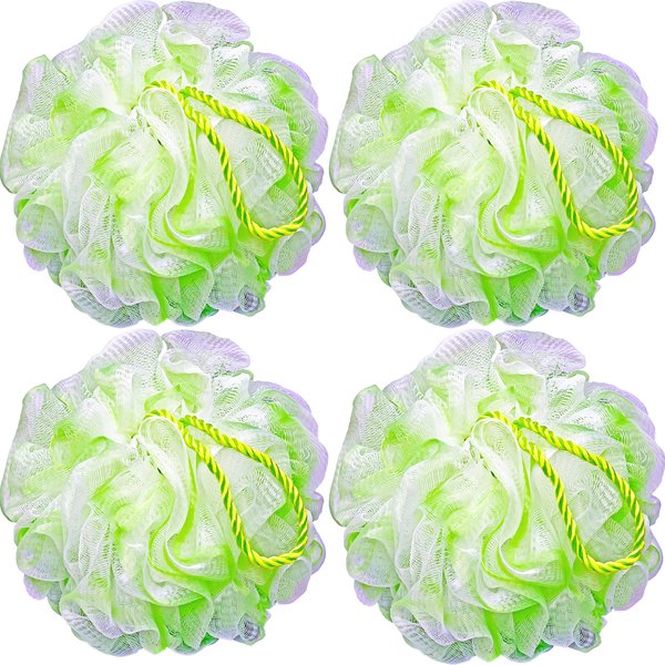 Bath Shower Bath Sponge Shower Loofahs Balls 75g/PCS for Body Wash Bathroom Men Women- Set of 4 Flower Color