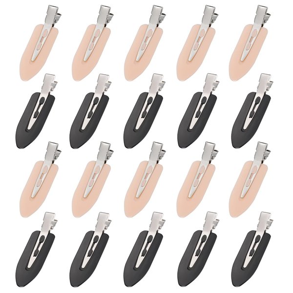 20Pcs No Bend Hair Clips - No Crease Hair Clips for Styling Sectioning, Hair Barrettes for Salon Hairstyle Hairdressing Bangs Waves Woman Girl Makeup Application, Black, Pink
