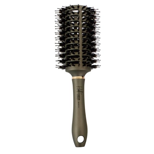 Halo Titanium Round Brush 3.5" - Curling, Waving, Smoothing, Blowouts, Hair Styling | Boar/Nylon Bristles Mix | Achieve Faster Drying Time | Great for Sensitive Scalps, Wigs and Extensions