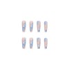 BABALAL Coffin Press on Nails Long French Fake Nails with Nail Glue Blue Glossy Glue on Nails 24pcs Ballerina Acrylic Nails Blue False Nails