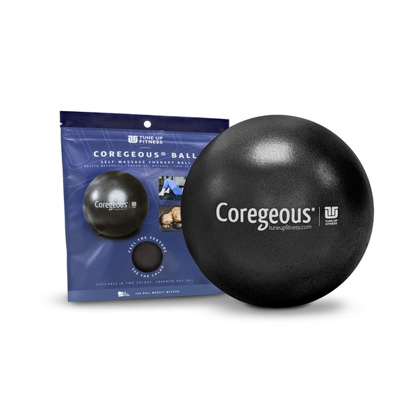 Tune Up Fitness – Coregeous Ball | Psoas Release, Abdominal, Belly & Lower Back Massager | Therapy Stretch Ball for Lower Back Pain, Stress & Digestive Relief, Improved Breathing & Sleep (Graphite)