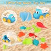 19 Pieces Beach Games for Children, with Bucket, Net Bag, Shovel, Sand Rake, Beach Sand Games, Sand Moulds for Children 1 2 3 4 Years Boys and Girls