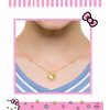 Hello Kitty Sanrio Womens Starburst Heart Pendant Necklace 18" - Yellow Flash Plated Necklace Officially Licensed