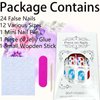 24Pcs 4th of July Press on Nails Short Square Fake Nails American Five-Pointed Star False Nails Red Blue Five-Pointed Star Design Acrylic False Nails Patriotic Stick on Nails for Woman Manicure Decor