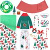 UPINS 14 Pcs Christmas Elf Doll Accessories Set with Christmas Sleeping Bag Top Pants Apron and Chef Hat Scarf Glasses Swimming Circle Christmas Elf Hammock Xmas Accessory for Doll Decorations