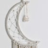 Dremisland Macrame Woven Wall Hanging Moon Dream Catcher with Natural Crystal Stone- Boho Chic Bohemian Home Decor Wall Art Decor with String Lights - Beautiful Apartment Dorm Room Door Decoration