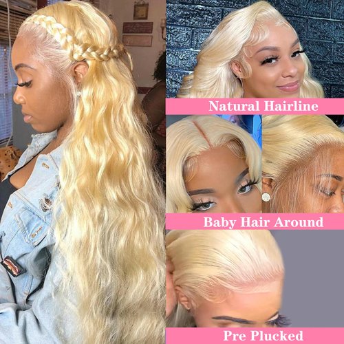 LONELY DUST 30 Inch Lace Front Wig Human Hair 13x6 Body Wave Blonde Lace Front Wigs Human Hair Transparent 613 HD Lace Frontal Wig Pre Plucked with Baby Hair 180% Density
