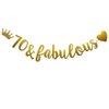 70 & Fabulous Banner, Pre-Strung, Funny Gold Paper Glitter Party Decorations for 70th Birthday Party Supplies, Letters Gold,ABCpartyland