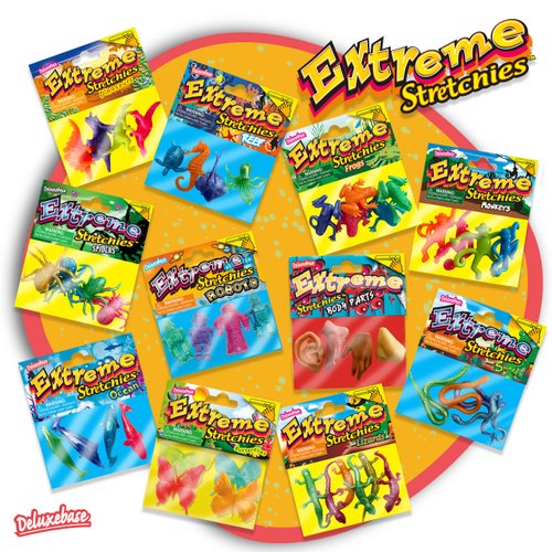 Extreme Stretchies - Monkey from Deluxebase. Pack of 4 Small Zoo Animal Stretchy Toys. Perfect for kids, great party favors and pinata stuffers