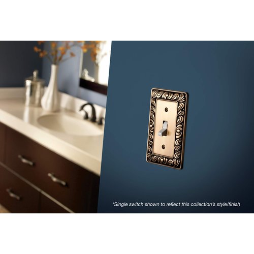 Franklin Brass Paisley Wall Plate, Tumbled Antique Brass Double Decorator Switch Cover, 1-Pack, 64038
