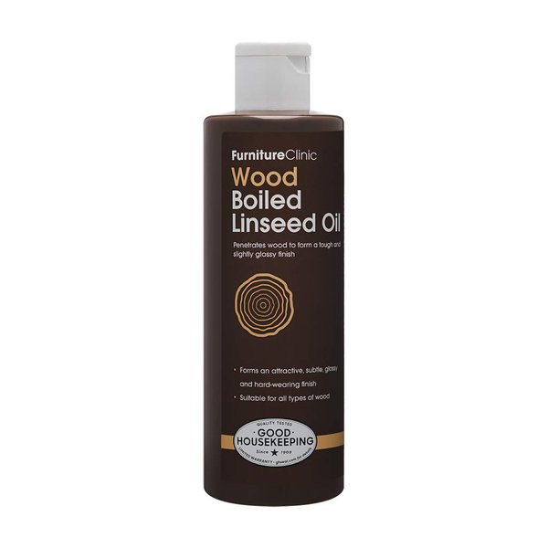 Furniture Clinic Boiled Linseed Oil for Wood Furniture & More Restore a Finish for Furniture, Table Tops, Stone & Metal Wood Care for Interior Oak, Pine, Teak & More Glossy 8.5oz/ 250ml Refined Oil