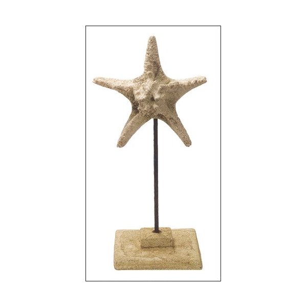 Decorative Stone Cast Starfish on Stand Nautical Sculpture