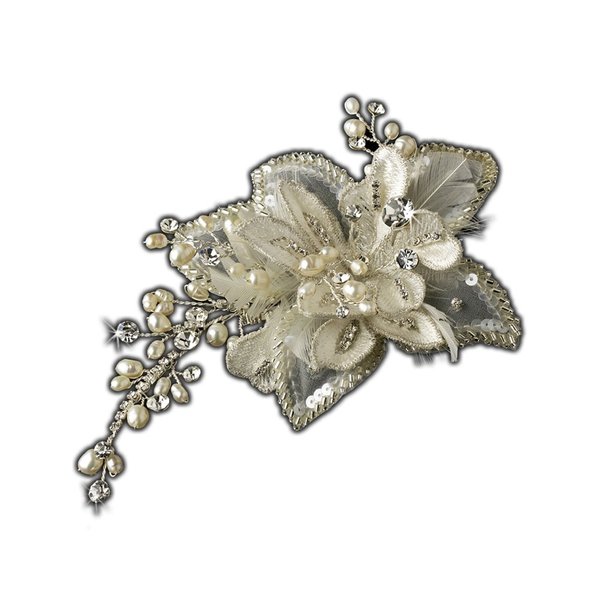 Elegant Crystal & Freshwater Pearl Bridal Comb - Ivory