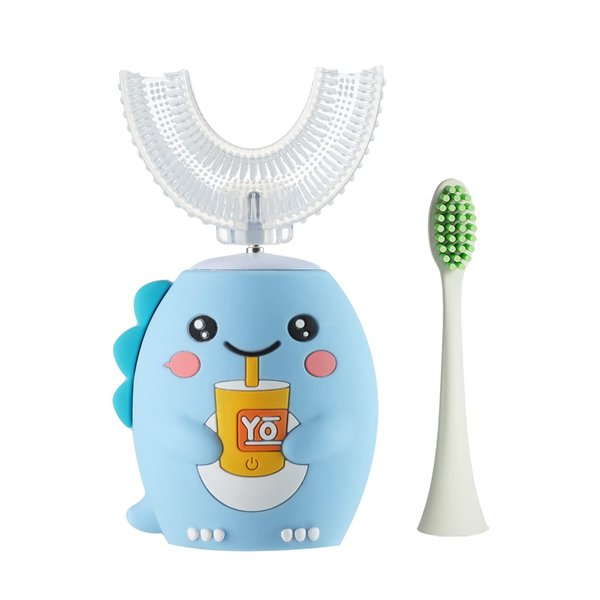 Yodabai Kids Electric Toothbrushes, U Shaped Ultrasonic Toothbrush ,Rechargeable Kids Toothbrush w/ Smart Timer, Sonic Toothbrush Kids with 6 Modes, IPX7 Waterproof Design (8-15 Year Old, Blue), K10