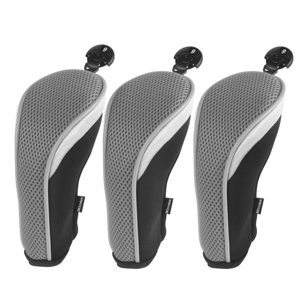 Andux Golf Hybrid Club Head Covers with Dial No. Tag Pack of 3 Mt/hy03 Black/Grey
