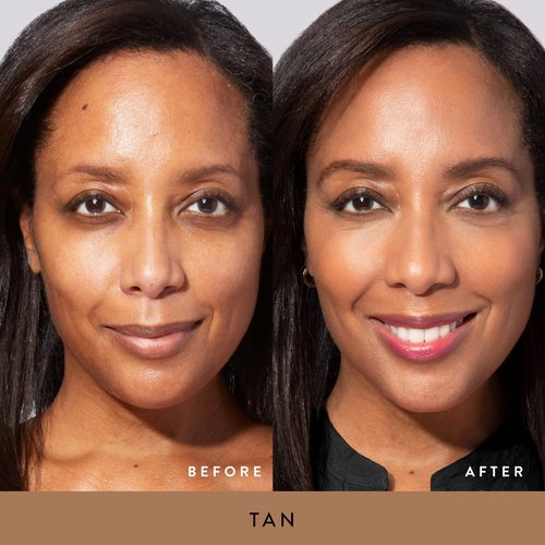 LAURA GELLER NEW YORK Get Glowing Kit (2pc): Baked Balance-n-Glow Illuminating Powder Foundation, Tan + Airbrush Kabuki Makeup Brush