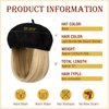 Lansigreen Hat Wig Beret Hat with Hair Extensions Classic French Wool Hat Attached 12" Straight Short Bob Hairpiece Synthetic for Women Light Blonde Mix Bleach Blonde