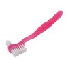 HURRISE Denture Brush, Denture Toothbrush False Teeth Brush, False Teeth Brush, Dirt Removal, Plaque Removal Ergonomic Double Sided Soft Hair Safe Portable Professional (Pink)
